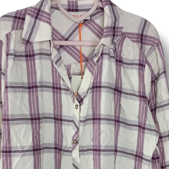 NWT Knox Rose Long-Sleeve Button-Down Tunic Shirt - Picture 6 of 11